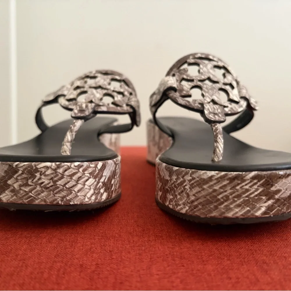 Tory Burch Snake Printed Miller Platform Thong Sandals